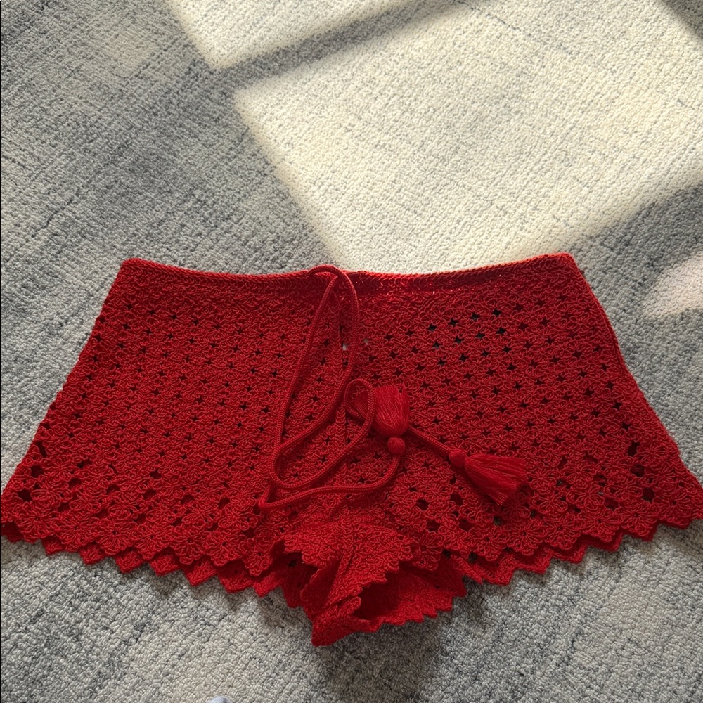 H&M Red Crochet Women Shorts